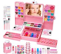 Kids Makeup Sets for Girls Toys - 74PCS Washable Makeup for Kids with Mirror, Real Dressing Table with Stand, Princess Play Makeup Kit Perfect for 3 4 5 6 7 8-12 Year Old Girls Birthday & Christmas