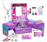 Kids Makeup Sets Girls, Little Girl Makeup Game, Washable Toddler Pretend Play Games Princess Cosmetic Kits, Nail Accessories Set, Large Storage Box Design Make-up Dresser for Birthday Christmas