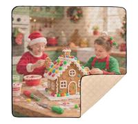 Kids Making Gingerbread House Soft Padded Baby Play Mat for Indoor Outdoor Cozy Breathable Baby Kick Crawling Mat for Baby Kids Toddlers Infants, 50'' x 50''