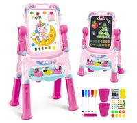 Kids Malt Chalkboard for Kids Height Adjustable Double Sided Rotating Easel Coloring Chalkboard with Painting Accessories Preschool Chalkboard for Girls Ages 3-5