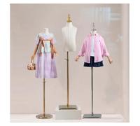 Kids Mannequin Torso, Manikin with Metal Base and Wooden Arms, Adjustable Half Body Dress Display Stand, for Clothing Display/Room Decor/Store Window(White-E,8 year old)