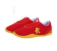 Kids Martial Arts Shoes Canvas Taekwondo Kung Fu Tai chi Footwear Martial Arts Exercises Training Shoes for Children Daily (Size:41(24cm),Color:Red)