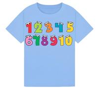 Kids Maths Day Counting 1-10 Emojis T-Shirt for Boys & Girls - Fun Emoji Design, Educational Tee for Children, Perfect for School or Learning Activities Sky Blue 7-8Y