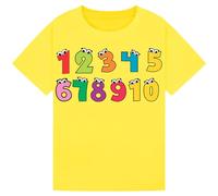 Kids Maths Day Counting 1-10 Emojis T-Shirt for Boys & Girls - Fun Emoji Design, Educational Tee for Children, Perfect for School or Learning Activities Yellow 3-4Y