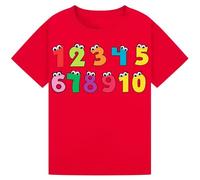 Kids Maths Day Counting 1-10 Emojis T-Shirt for Boys & Girls - Fun Emoji Design, Educational Tee for Children, Perfect for School or Learning Activities Red 9-11Y
