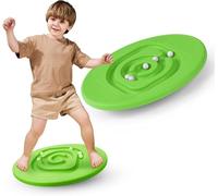 Kids Maze Balance Board - Wobble Trainer for Ski Surf Snowboard, Non-Slip Sensory Rocker Ages 3-12, Core Therapy & Skate Prep (green)