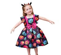 Kids Medieval Gothic Dresses Scary Horror Dress Girls Halloween Costumes Movie Vampire and Outfit Colorful Rainbow Pumpkin Printed Princess