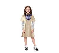 Kids Megan 2 Costume,4 Pcs Halloween Horror Movie Fancy Dress Outfit,Girls Megan Costume Dress with Bow Tie Socks Arm Sleeves Full Set
