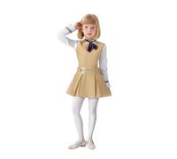 Kids Megan 2 Costume,4 Pcs Halloween Horror Movie Fancy Dress Outfit,Girls Megan Costume Dress with Bow Tie Socks belt Full Set