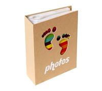 kids memory book - memory organizer, footprint motif colorful picture, keepsake photo scrapbook for children, kids for boys girls friends mantelpiece bedroom living room bookshelf
