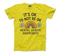Kids Mental Health T-Shirt - It's Ok Not to Be Ok Tee Be Kind World Mental Health Day Positivity Awareness - 7-8 Years Yellow