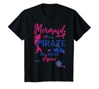 Kids Mermaid or Pirate Big Sister Again Gender Reveal Party T-Shirt