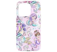 Kids Mermaid Pattern Print Girls Narwhal Unicorn Caticorn Case for iPhone 15 Pro