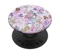 Kids Mermaid Pattern Print Girls Narwhal Unicorn Caticorn PopSockets Adhesive PopGrip