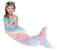 Kids Mermaid Tail Blanket 100x50cm Luminous Wearable Mermaid Blanket Flannel Girls Mermaid Toys Colorful Snuggle Blanket Soft Sofa Blanket Mermaid Sleeping Bag for Girls 3 to 6 Years All Seasons