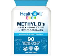 Kids Methyl B's 90 Chewable Tablets, Stress & Mood Support for Children 4+ | 3 Months Supply, Methylated B Vitamins B12 Methylcobalamin, 5-Methylfolate & Vitamin B6 P5P, Vegan | Made in UK by Health4All