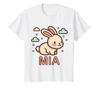 Kids Mia Name Rabbit Girl First Name Pastel Pink Personalised T-Shirt