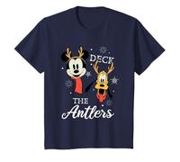 Kids Mickey Mouse and Pluto Deck The Antlers Christmas T-Shirt