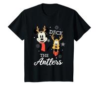 Kids Mickey Mouse and Pluto Deck The Antlers Christmas T-Shirt