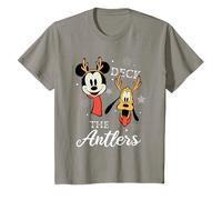 Kids Mickey Mouse and Pluto Deck The Antlers Christmas T-Shirt