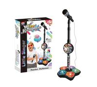 Kids Microphone and Stand, Girls Karaoke Machines, with Adjustable Height & Flashing Stage Lights, Sing Musical Toy for Girls Christmas Birthday Party Present