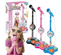 Kids Microphone And Stand Microphone Toy Karaoke Machine Toy With Light Portable Karaoke Machine Kids Children'S The All In One Party Fun Musical Toy