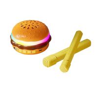 Kids Microphone,Kids Karaoke Machine with Microphone Portable Bluetooth Speaker with Colourful Lights,Abstract Mini Speaker for Children's Singing Family Entertainment (Hamburger-2 microphone)