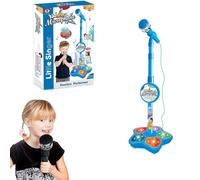 Kids Microphone, Portable Karaoke Machine for Kids with Adjustable Height & Flashing Stage Lights, Sing Musical Toy with Flashing Stage Lights blue