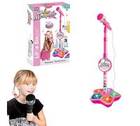 Kids Microphone, Portable Karaoke Machine for Kids with Adjustable Height & Flashing Stage Lights, Sing Musical Toy with Flashing Stage Lights pink
