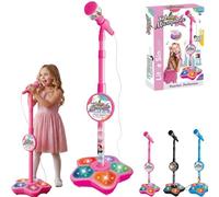 Kids Microphone with Stand, 2026 New 3 Styles Echo Microphone Toy, Kid Karaoke Machine Toys with Adjustable Stand & LED Lights, Microphones for Kids, Christmas Birthday Gifts