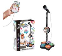 Kids Microphone with Stand, 2026 New All-in-One Microphone Toy, Multifunctional Singing Toy for Birthday Parties, Portable Karaoke Microphone Toy for Kids (Pink)