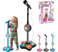 Kids Microphone with Stand, 2026 Upgraded 3 Styles Echo Microphone Toy, Kid Karaoke Machine Toys with Adjustable Stand & LED Lights, Christmas Birthday Gifts, Microphones for Kids