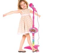 Kids Microphone With Stand, Adjustable Standing Microphone, Children's Karaoke Mic Amplifying Music Bracket Singing Toy With Flashing Stage Lights, Connect MP3, Mobile Phone For Girls Boys Party