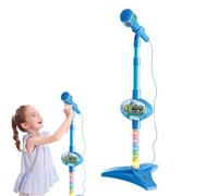 Kids Microphone With Stand, Adjustable Standing Microphone, Children's Karaoke Mic Amplifying Music Bracket Singing Toy With Flashing Stage Lights, Connect MP3, Mobile Phone For Girls Boys Party