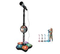 Kids Microphone with Stand,Karaoke Machine Kid,Microphone with Flashing Stage Lights Adjustable Stand Gift for Age 3+ Years Old Children,Musical Toy for Fun Sound Effects, for Children (Black)