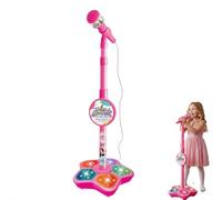 Kids Microphone with Stand,Karaoke Microphone Toy with Adjustable Stand and Flashing Stage Lights,Portable Fun Musical Machine for Singing, Music Play,Gift for 3+ Year Old Girls Boy