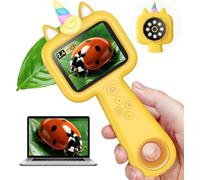 Kids Microscope, 2.4" Screen 600X Handheld Digital Microscope for Kids | 4K Camera, 8 LED Lights, Pocket Design for Bugs, Plants & Nature Exploration, STEM Science Toy Gift for Kids Ages 3-12