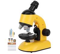 Kids Microscope 40X-1200X Educational Toy for Beginners with 360 Rotation Biological Science Tool for Observing Animals Flowers Plants White (Yellow)