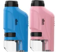 Kids Microscope 60-120X LED Pocket Miniscope Child-Friendly 2Pcs Handheld Mini Microscope Battery Powered Portable Miniscope for 3+ Years Old, No Battery