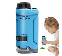 Kids Microscope - 60X-120X LED Illuminated Pocket Scope Portable Handheld Scope for Scientific Laboratories Mini Zoom Inspection Magnifier | STEM Learning Toy for Students Exploring Biology in