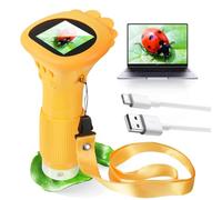 Kids Microscope, Portable Digital Microscope for Kids, Pocket Handheld Microscopes Camera with 2'' Inch Screen, Orange Educational Microscopes Science Kits for Age 3-12 Girls Boys Birthday Gifts