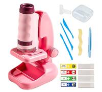 Kids Microscope Science Set, Magnifying Experiment Microscope with LED Lighting, Educational Toy for Scientific Learning and Discovering Home School and Travel