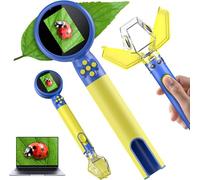 Kids Microscope with Bug Catcher Kit, 1080P 2 in 1 Digital Mini Handheld Microscope STEM Science Toy with LED Light, Rechargeable, Portable, Supports 64GB Card, Learning Gift for Kids Ages 3-12-Blue