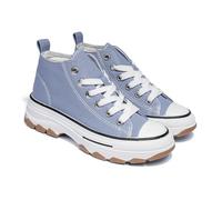 Kids’ Mid-top Chunky Canvas Trainers -5cm Height Increase, Breathable, Non-Slip Rubber Sole, White Toe Cap Boys & Girls Casual Shoes (Blue, Little Kid, 12, Numeric, UK Footwear Size System, Medium)