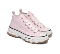 Kids’ Mid-top Chunky Canvas Trainers -5cm Height Increase, Breathable, Non-Slip Rubber Sole, White Toe Cap Boys & Girls Casual Shoes (Pink, Little Kid, 9, Numeric, UK Footwear Size System, Medium)