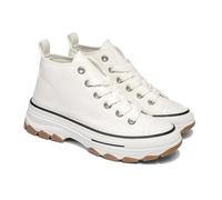 Kids’ Mid-top Chunky Canvas Trainers -5cm Height Increase, Breathable, Non-Slip Rubber Sole, White Toe Cap Boys & Girls Casual Shoes (White, Little Kid, 12, Numeric, UK Footwear Size System, Medium)