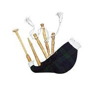 Kids Mini Bagpipes in Cocus Wood - Black Watch with White Cords - Authentic Scottish Practice Pipes for Children - Lightweight Beginner Highland Bagpipes