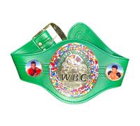Kids Mini Boxing Championship Belts - WBC, WBA, IBF, WBO, IB, Adjustble Leather Belt with Heavy Chrome Metal Plates, Champion Trophy Belt for Kids, Display, and Collectors (WBC)