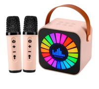 Kids Mini Karaoke Machine with 2 Wireless Microphones, Bluetooth