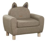 HOMCOM Kids Sofa Toddler Chair Children Armchair for Preschool Bedroom Playroom with Ear Modeling Wood, Cat Scratch Resistant, Brown Aosom UK